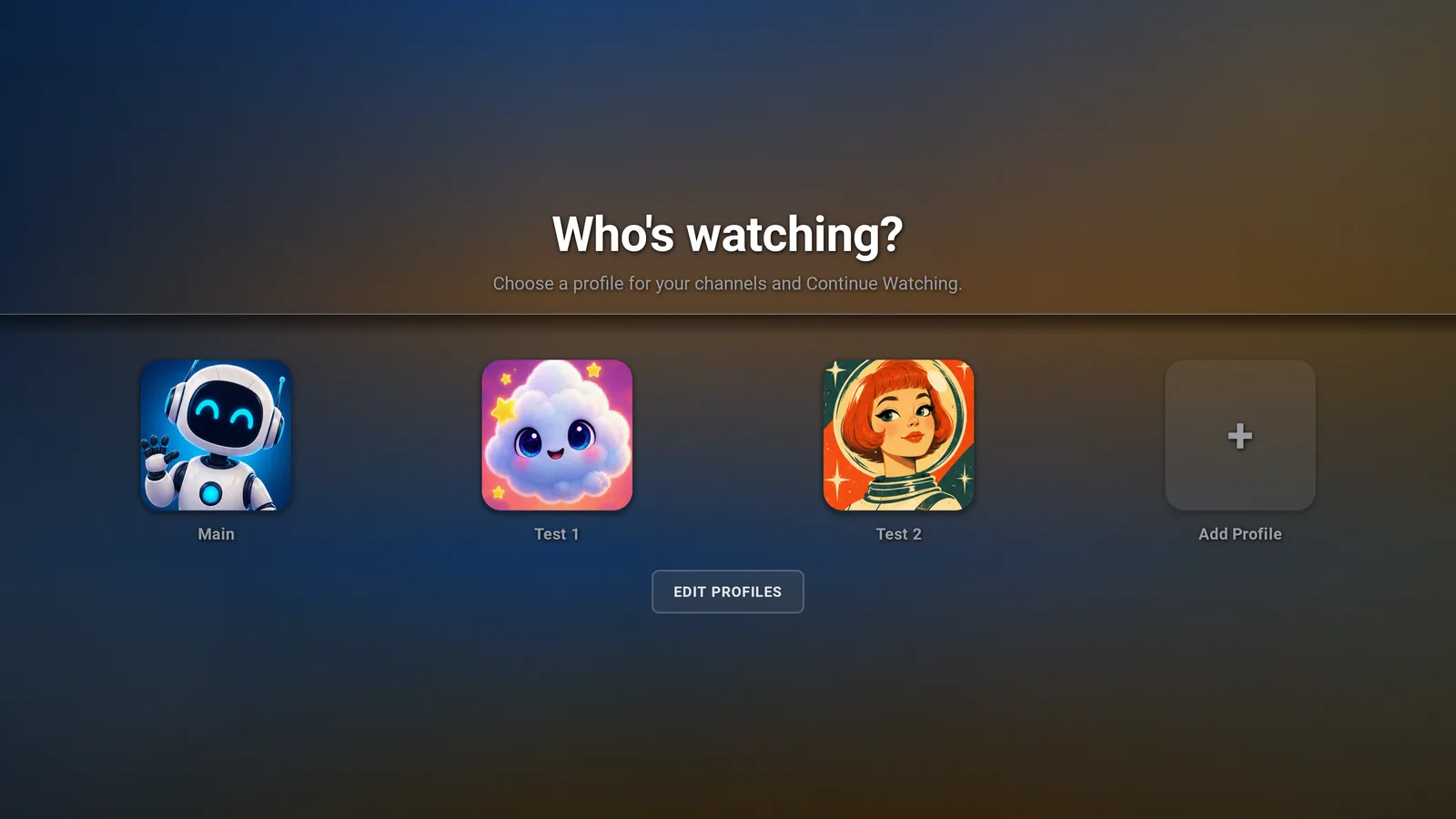 Who’s watching profile picker with individual avatars
